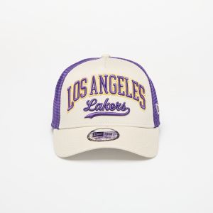 Šiltovka New Era Los Angeles Lakers NBA Script 9FORTY E-Frame Trucker Adjustable Cap Cream Universal