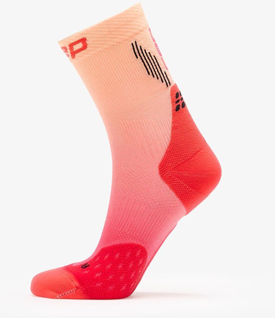 CEP Mid Cut Gradient Socks Red/ Marigold Fade M