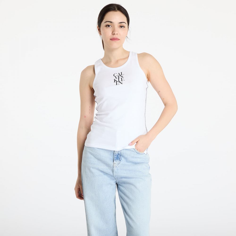 Calvin Klein Jeans Sl Cotton Rib Solid Tank Top White L