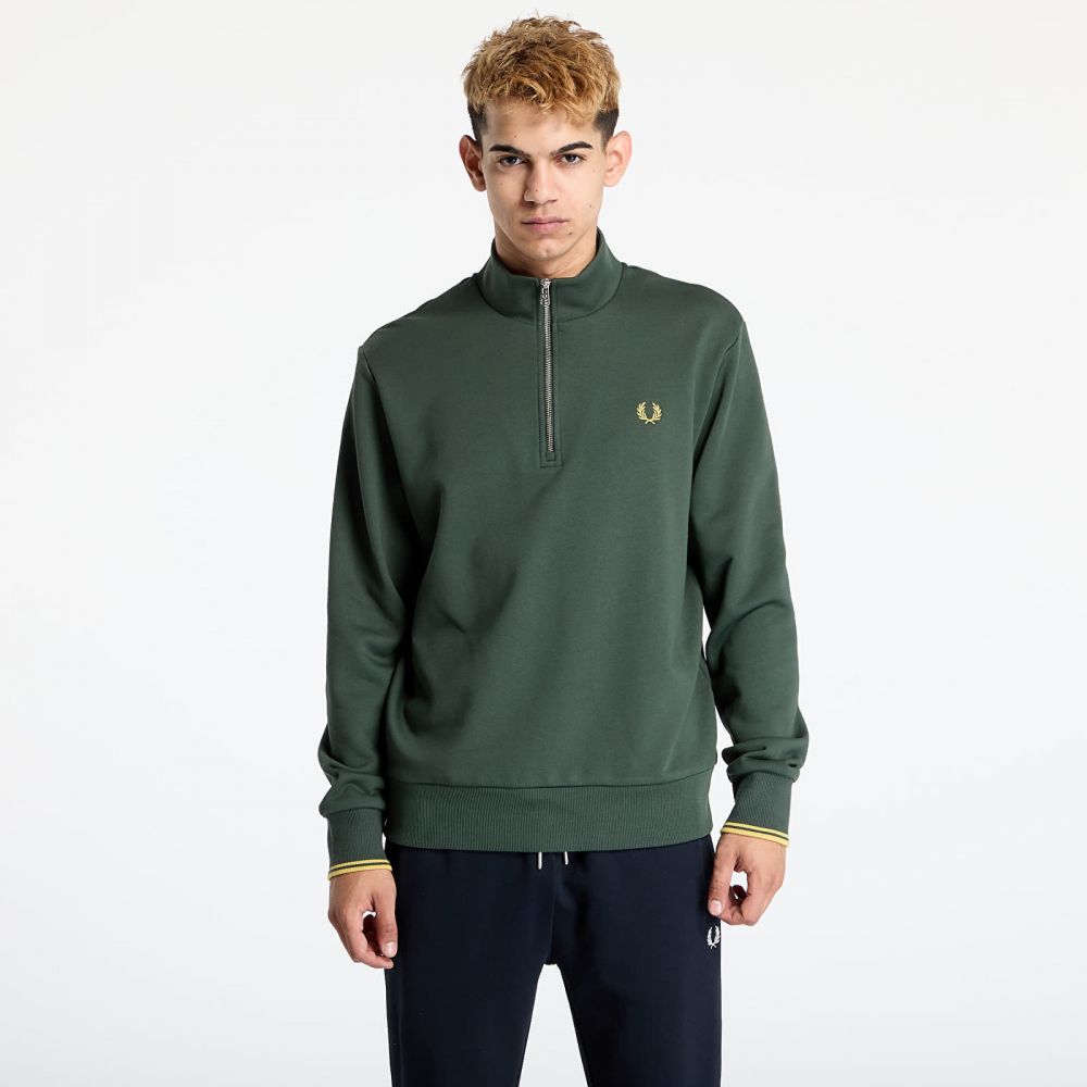 Mikina FRED PERRY Half Zip Sweatshirt Court Green L