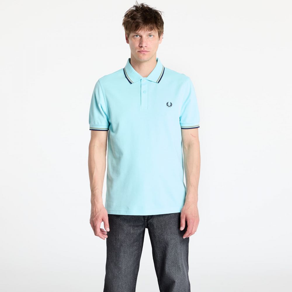 Tričko FRED PERRY Twin Tipped Shirt Mint Blue/ Olive Mint/ French Navy M