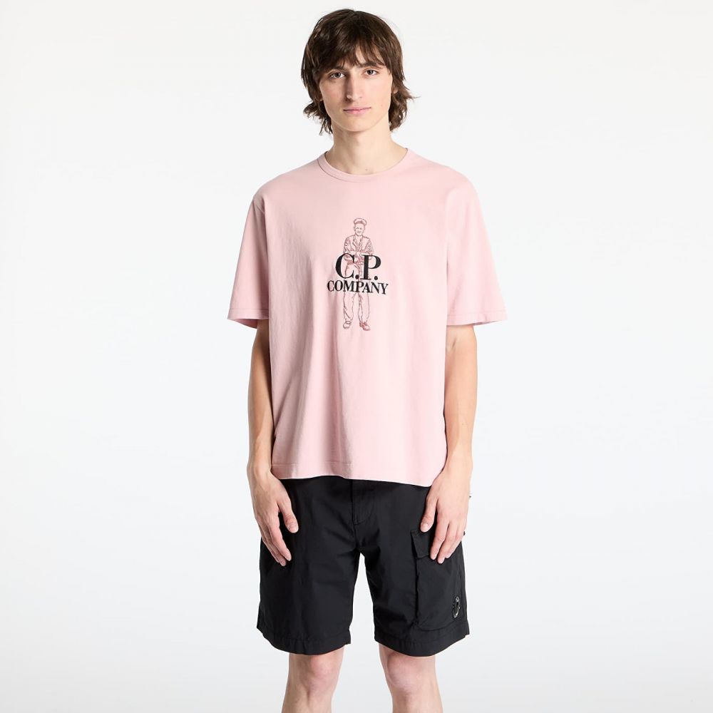 Tričko C.P. Company 1020 Jersey Logo T-Shirt Misty Rose Pink L