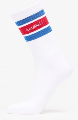 Sporty & Rich Serif Logo Socks White/ Paris blue/ Ruby Universal