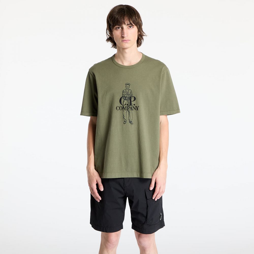 Tričko C.P. Company 1020 Jersey Logo T-Shirt Thyme Green M