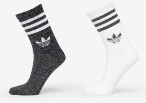 adidas 3-Stripes Glitter Crew Socks 2-Pack Black/ Lucid Red/ Lucid Blue S