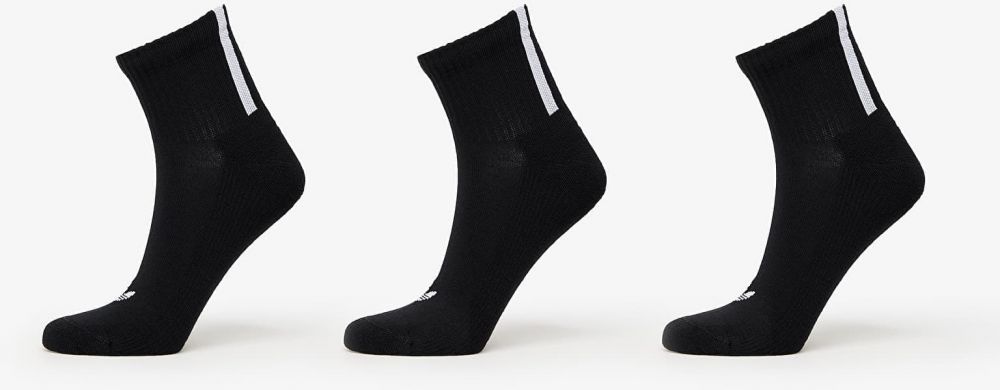 adidas Quarter 3 Back Stripes Socks 3-Pack Black/ White L