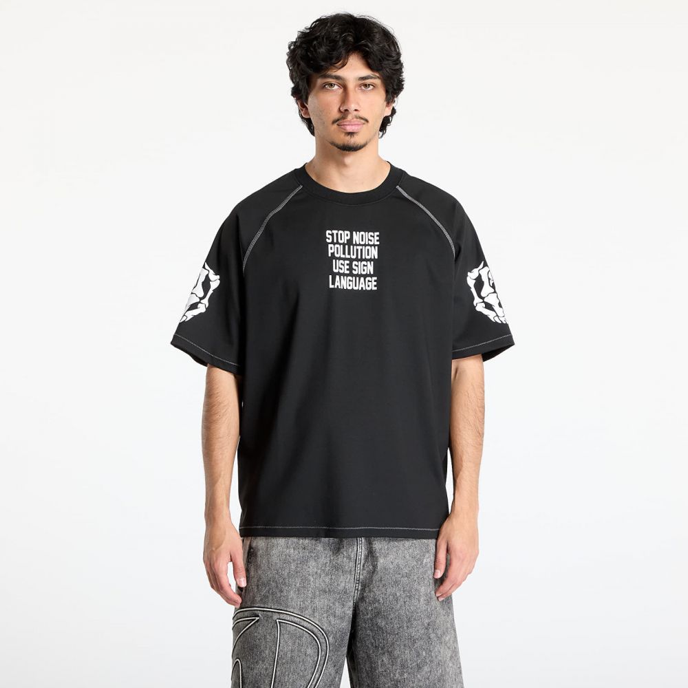 Tričko PLEASURES Pollution Boxy Raglan Black L