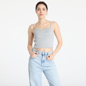 Calvin Klein Jeans Woven Label Rib Crop Gray L