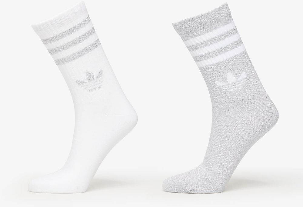 adidas 3-Stripes Glitter Crew Socks 2-Pack Silver Met. M