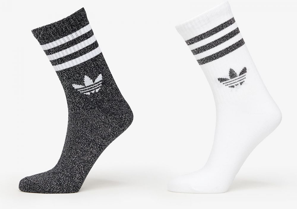 adidas 3-Stripes Glitter Crew Socks 2-Pack Black/ Lucid Red/ Lucid Blue M