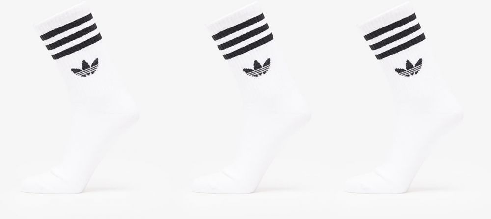 Ponožky adidas 3 Stripes Crew Socks 3-Pack White/ White/ White S