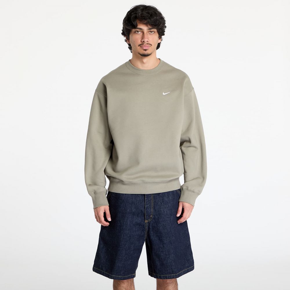 Mikina Nike Solo Swoosh Men's Fleece Crew Light Army/ White L