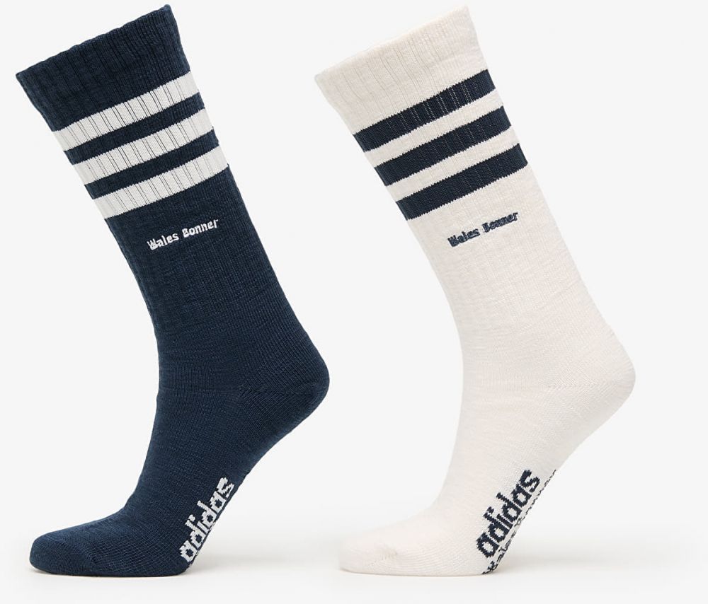adidas x Wales Bonner 3 Stripe Socks 2-Pack Blue/ Night Navy/ Chalk White M