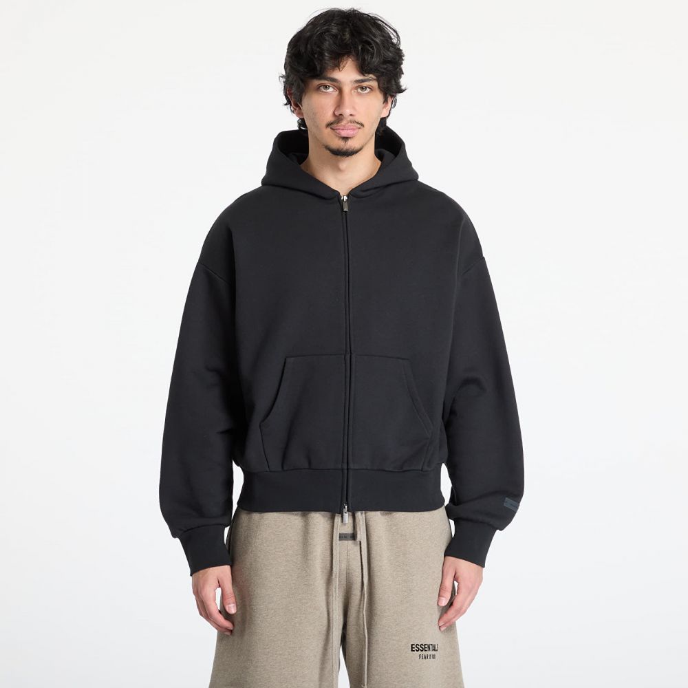 Mikina Fear of God Essentials Classic Fit Fleece Zip Up Hoodie Jet Black M