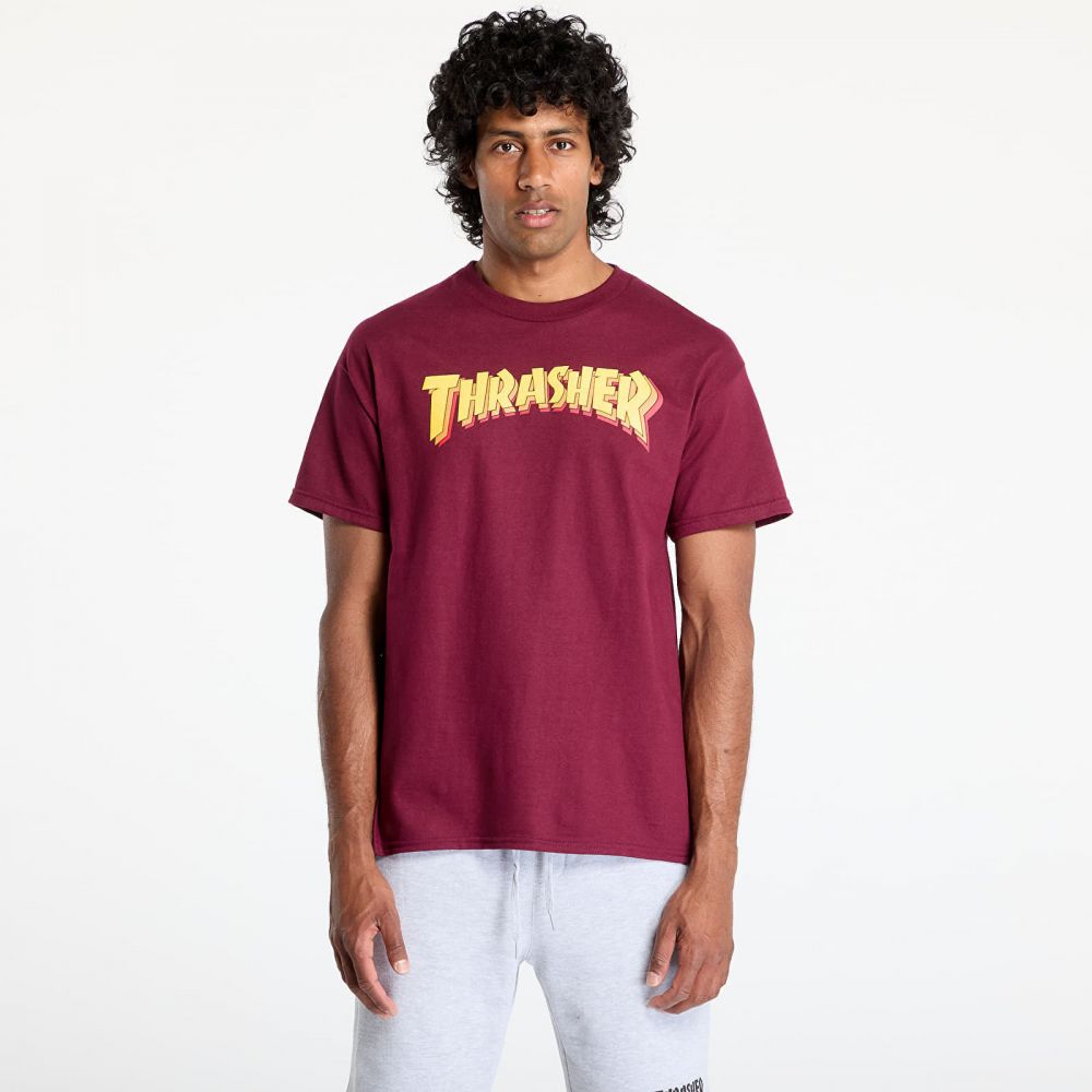 Tričko Thrasher Stacked T-Shirt Maroon M