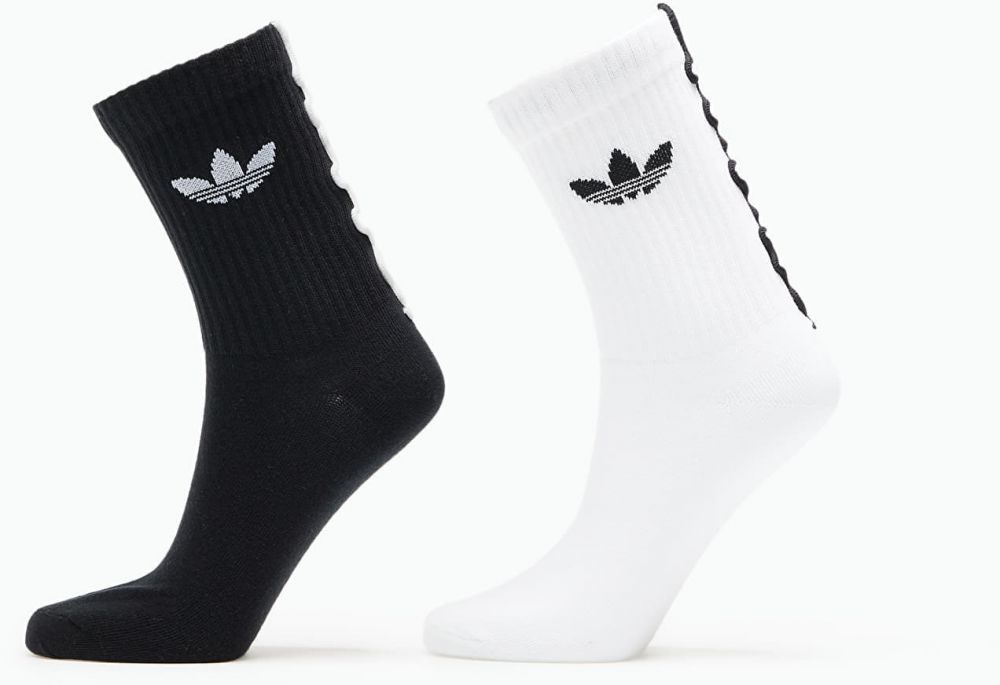 adidas Ruffle Crew Socks 2-Pack White/ Black/ Blue L