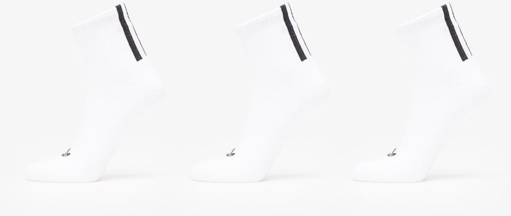 adidas 3 Stripes 1/4 Socks 3-Pack White/ White/ White L