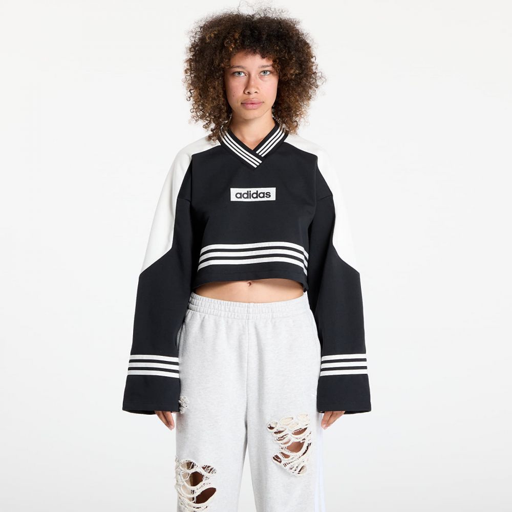 Mikina adidas Blocking Crewneck Sweatshirt Black/ Off White XL