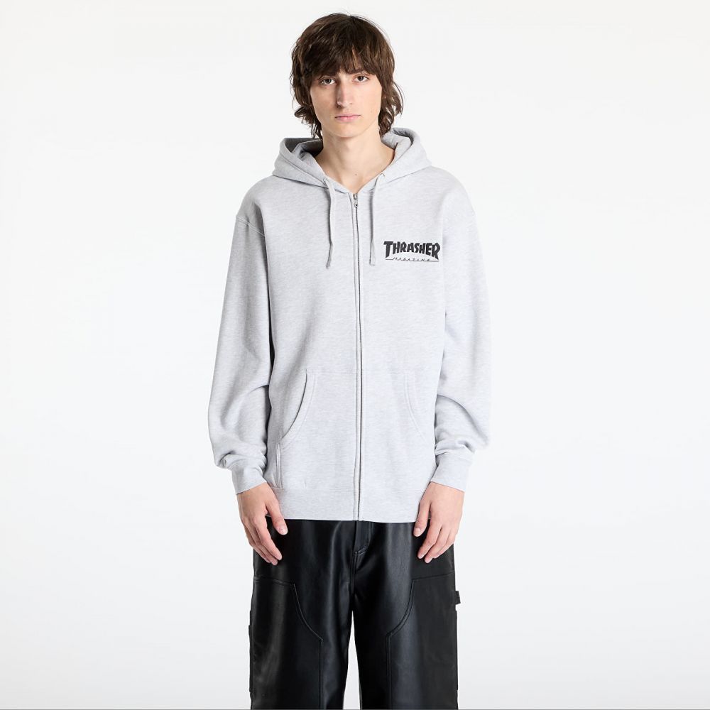 Mikina Thrasher Magazine Logo Zip Hoody Melange Grey L