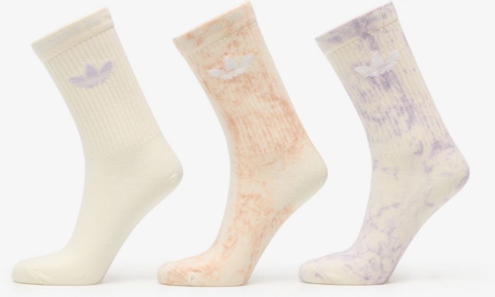 adidas Tie Dye Crew Socks 3-Pack Halo Blush/ Silver Dawn/ Cream White L