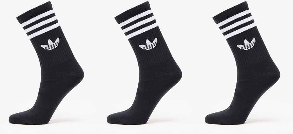 adidas 3 Stripes Crew Sock 3-Pack Black/ Black/ Black L