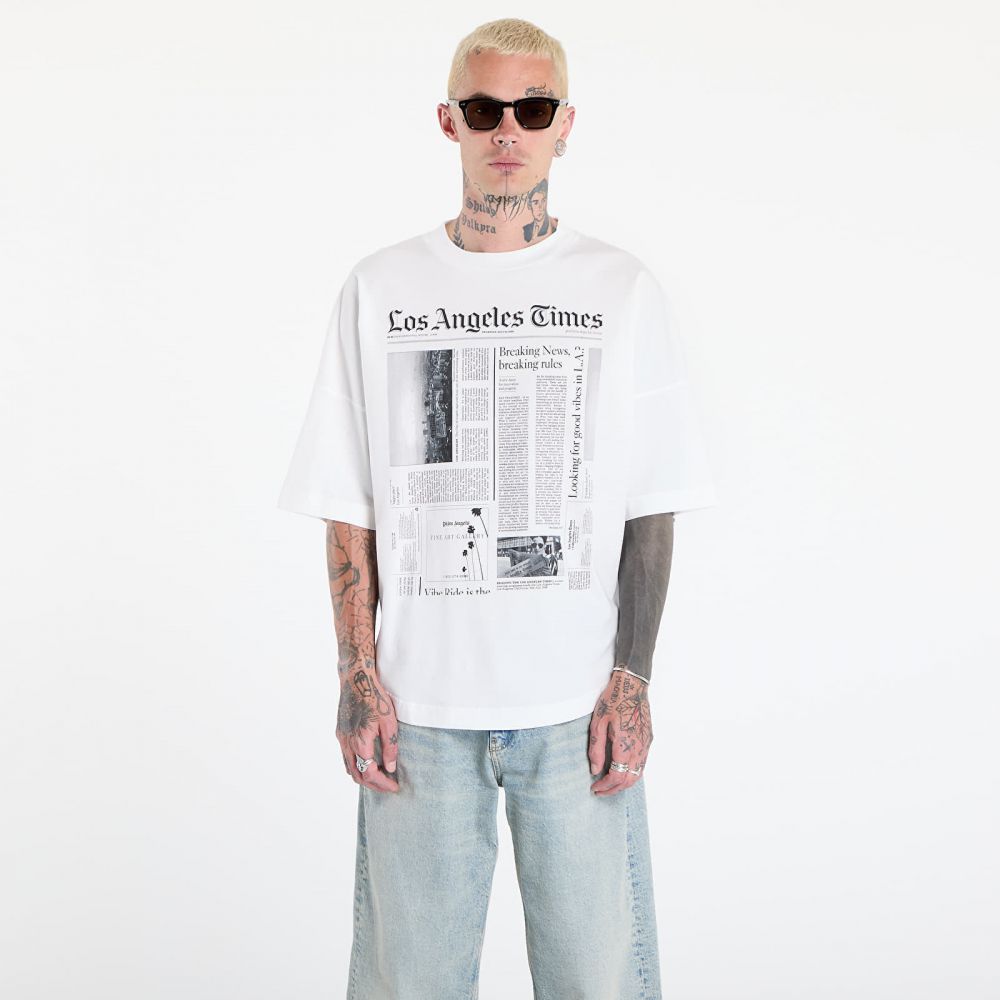Tričko Palm Angels Paxlatimes_News Over Tee Off White/ Black S