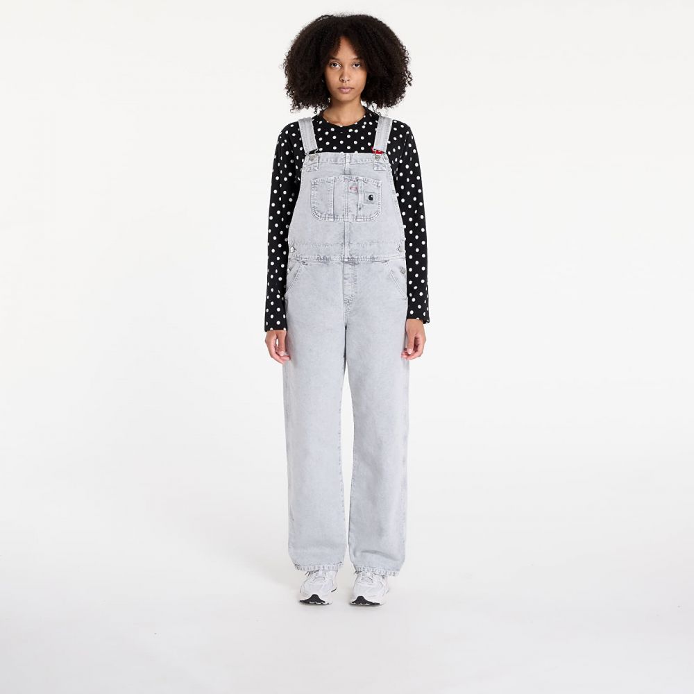 Kalhoty Carhartt WIP W' Bib Overall Straight Black Chalk Wash L