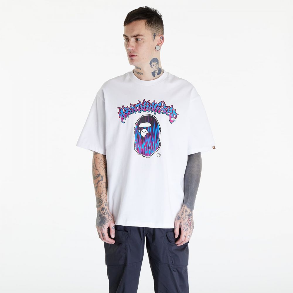 Tričko A BATHING APE Mad Flame Ape Head Relaxed Fit Tee White M