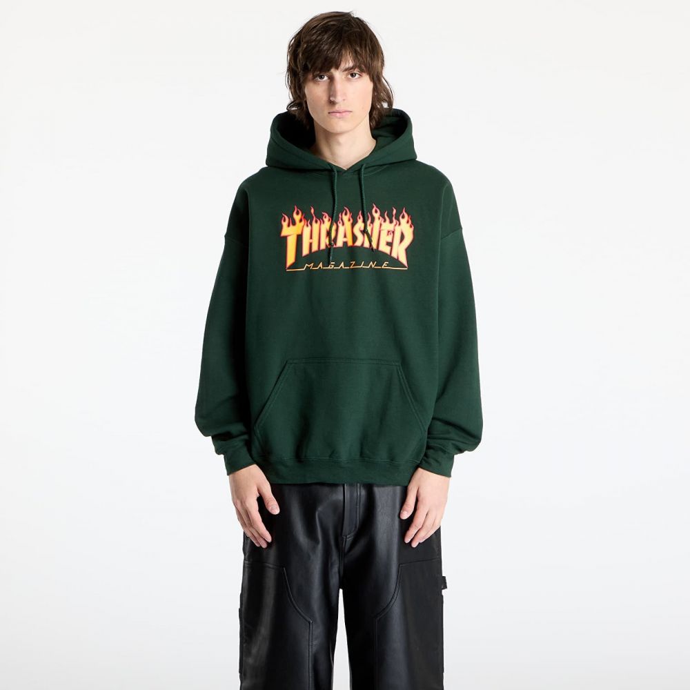 Mikina Thrasher Flame Logo Hoodie Forest Green L
