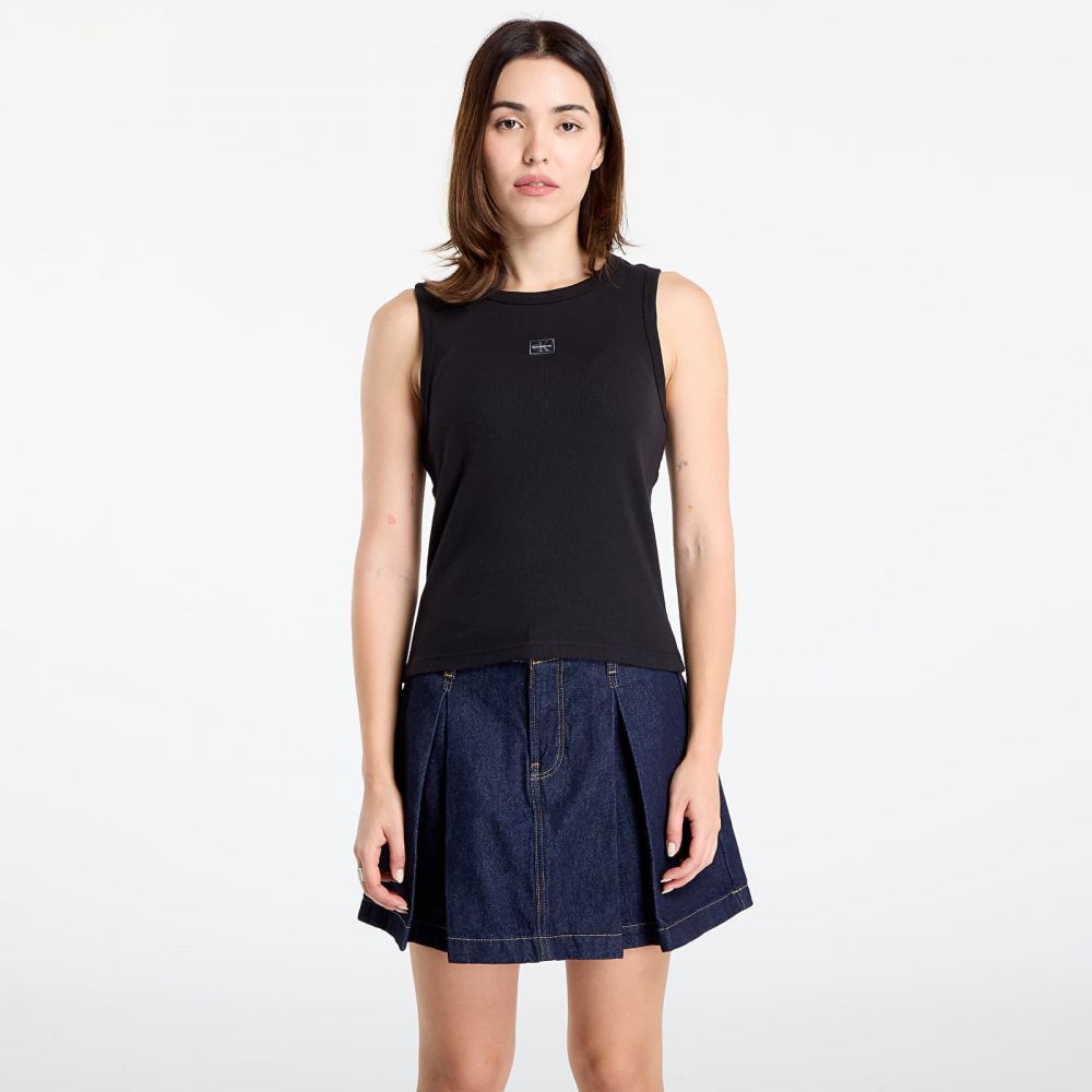 Calvin Klein Jeans A - Woven Label 2X2 Tank Top Black L