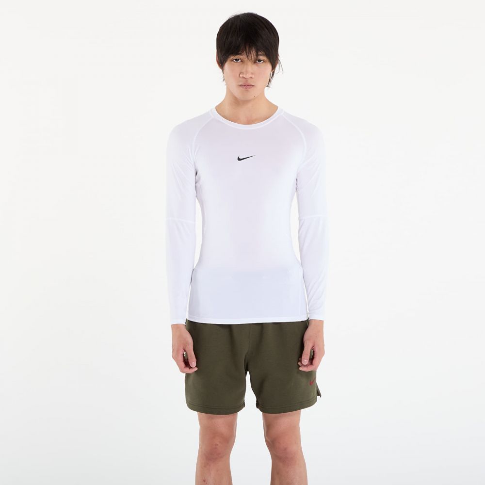 Tričko Nike Pro Men's Dri-FIT Tight Long-Sleeve Fitness Top White/ Black L