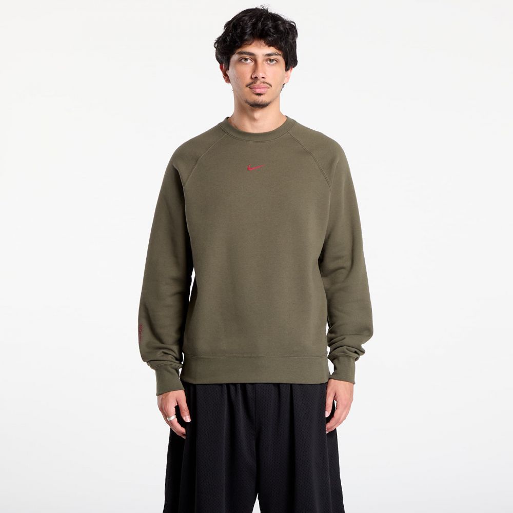 Mikina Nike x NOCTA Men's Fleece CS Crew Cargo Khaki/ Team Red L