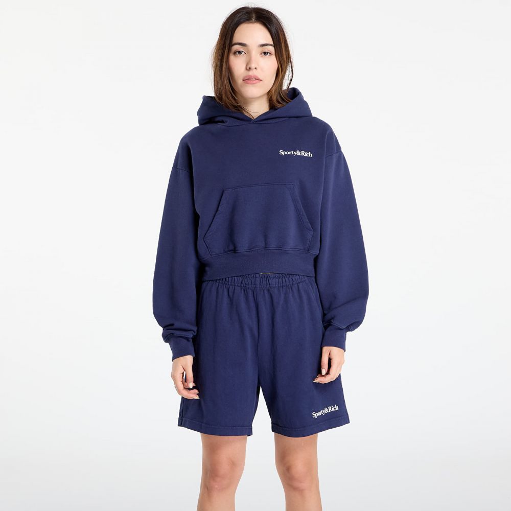 Mikina Sporty & Rich Health is Wealth Cropped Hoodie Dark Navy L
