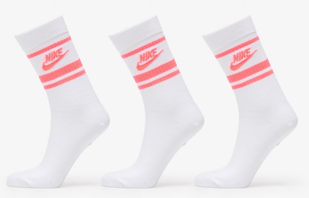 Nike Sportswear Dri-FIT Everyday Essential Crew Socks 3-Pack White/ Hot Punch/ Hot Punch L