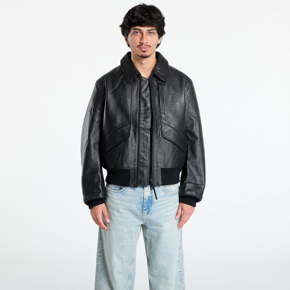 Bunda Y-3 Leather Jacket Black L