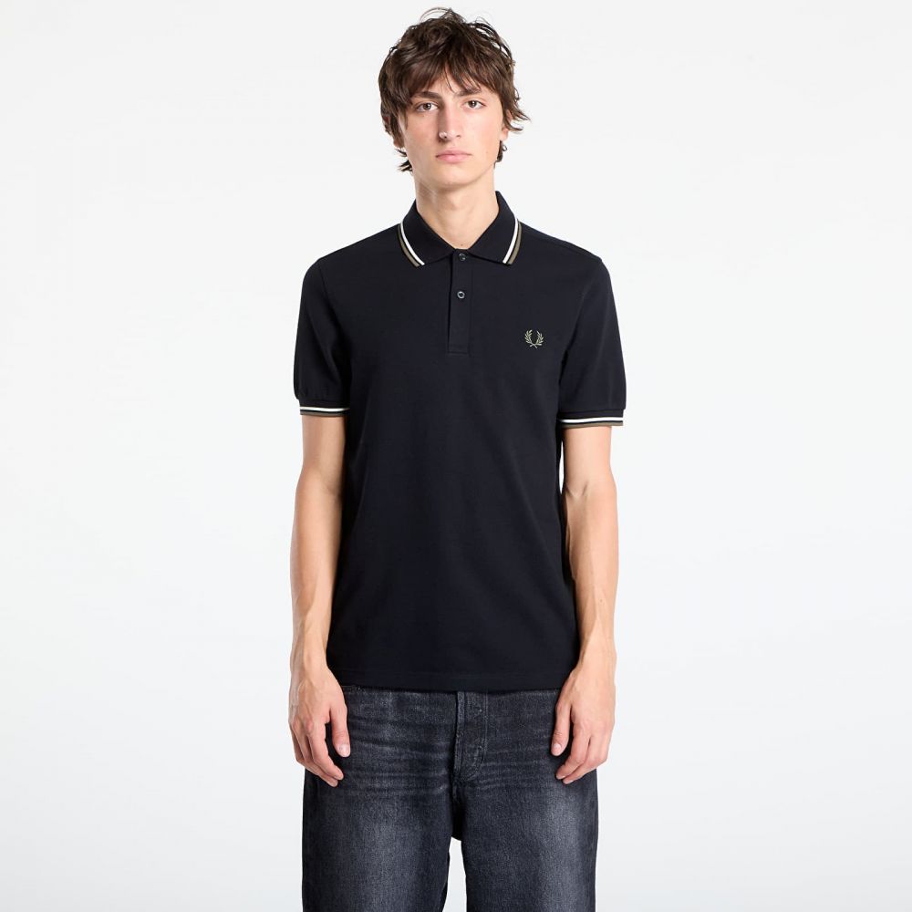 Tričko FRED PERRY Twin Tipped Fred Perry Shirt Blk/ Ecr/ Lrlwgren L
