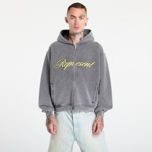 Mikina REPRESENT Script Logo Zip Hoodie Vintage Grey L