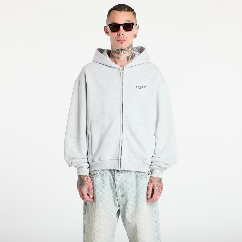 Mikina REPRESENT Owners Club Zip Hoodie Ash Grey/ Black L