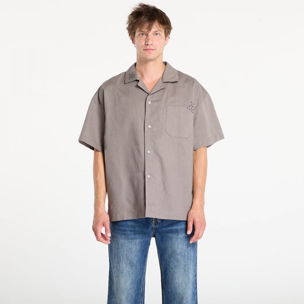 Košeľa Nike Life Men's Linen Short-Sleeve Button Down Cave Stone/ Anthracite/ Cave Stone L