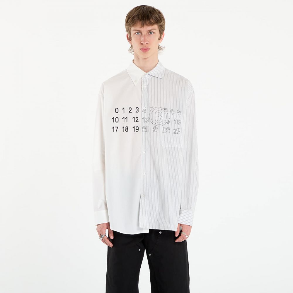 Košeľa MM6 Poplin Shirt Stripes White/ Grey/ White 46