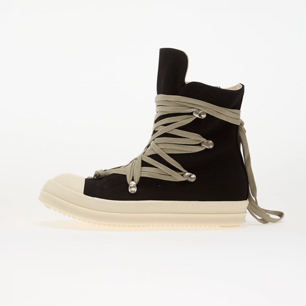 Tenisky Rick Owens Denim Shoes - Megalace Sneaks Black/ Milk/ Milk EUR 40