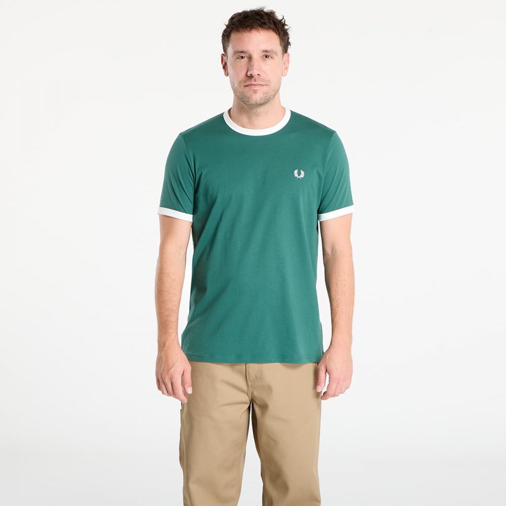 Tričko FRED PERRY Ringer T-Shirt Sport Green/ Snow White L