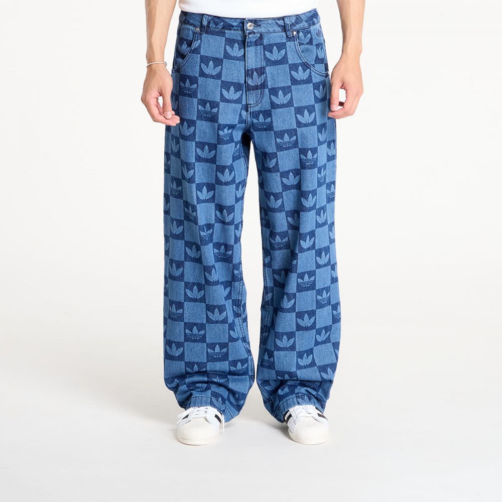 Kalhoty adidas Monogram All Over Print Regular Denim Pants Indigo Denim 32