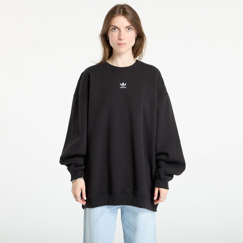 Mikina adidas Essentials Fleece Long Oversized Crew Sweatshirt Black L