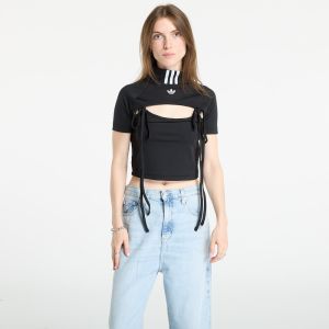 Tričko adidas Ribbon Cut Out Crop Top Black L