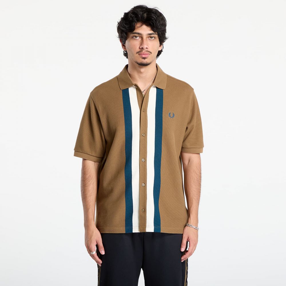 Tričko FRED PERRY Panelled Button Through Polo S Shaded Stone L