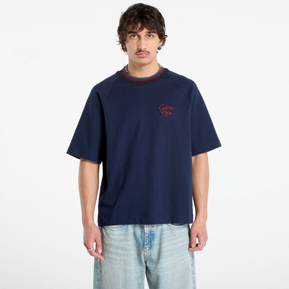 Tričko Calvin Klein Jeans Ss 16S Jersey Tipped Tee Blue M
