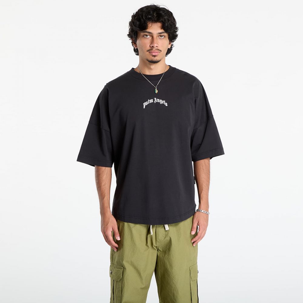 Tričko Palm Angels Back Curved Logo Over Tee Black/ Off White XL