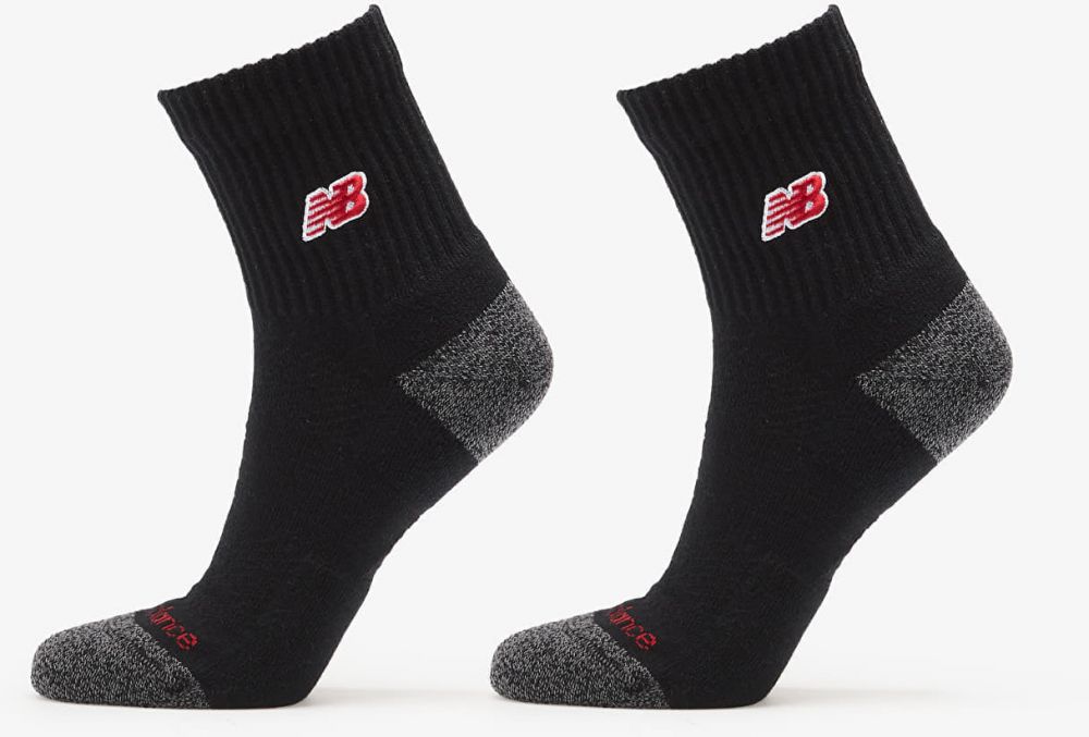 New Balance Active Premium Crew Quarter 2-Pack Black L
