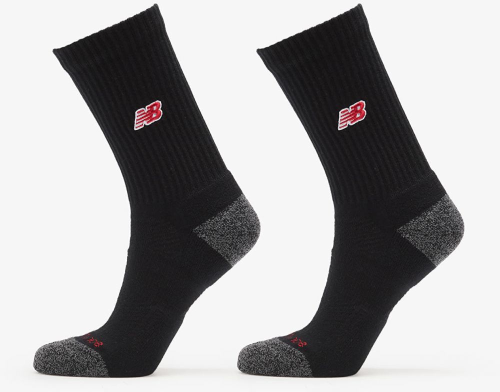 New Balance Active Premium Crew Socks 2-Pack Black L
